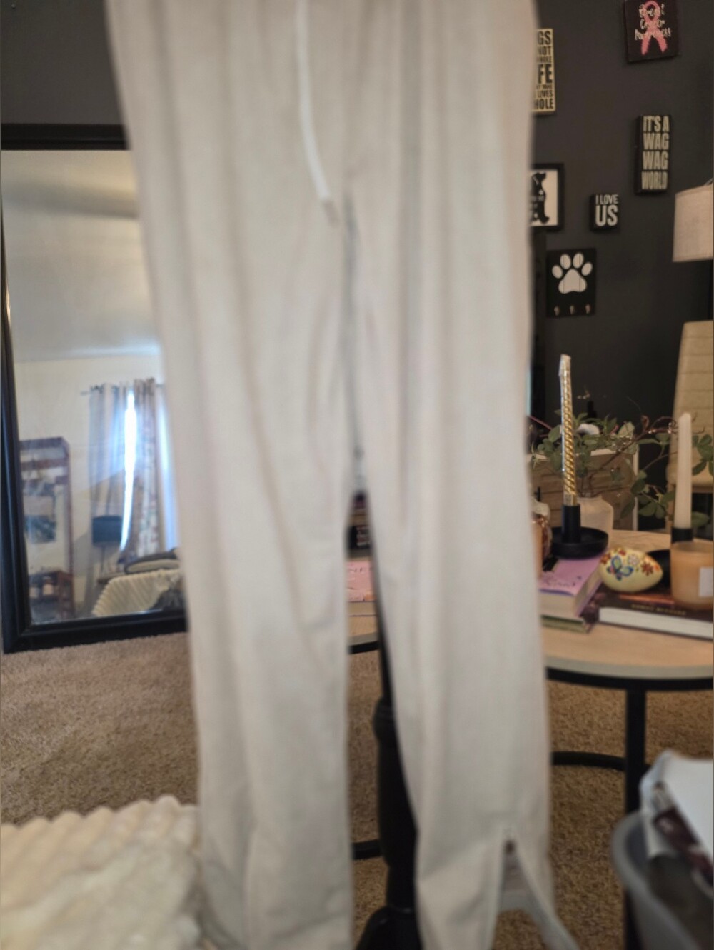 Beige Drawstring Lounge Pants